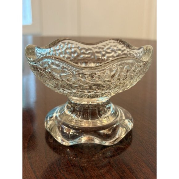 3 Vintage Small Pebble Glass Reversible Candle Holder Anchor Hocking Use 3 Ways - Picture 8 of 10